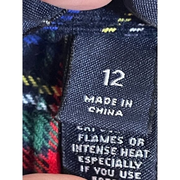 Lands End Plaid Flannel Shirt 12 Blue Preppy Check Old Money Festive Holiday 80s - Picture 8 of 10